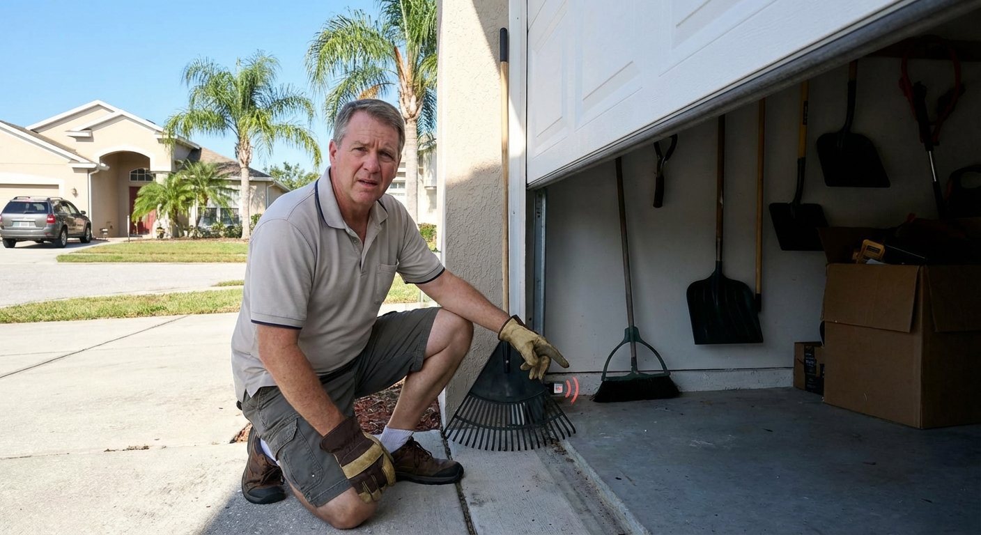Garage door in Deltona not closing all the way, troubleshooting and repair